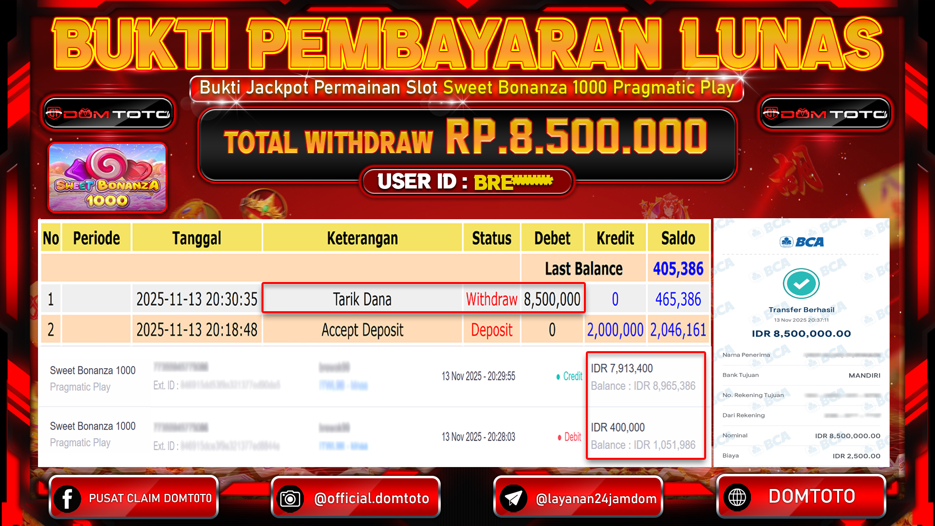 JACKPOT SLOT Sweet Bonanza 1000 Pragmatic Play 13 NOVEMBER 2025